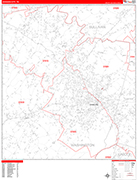 Johnson City  Wall Map Red Line Style